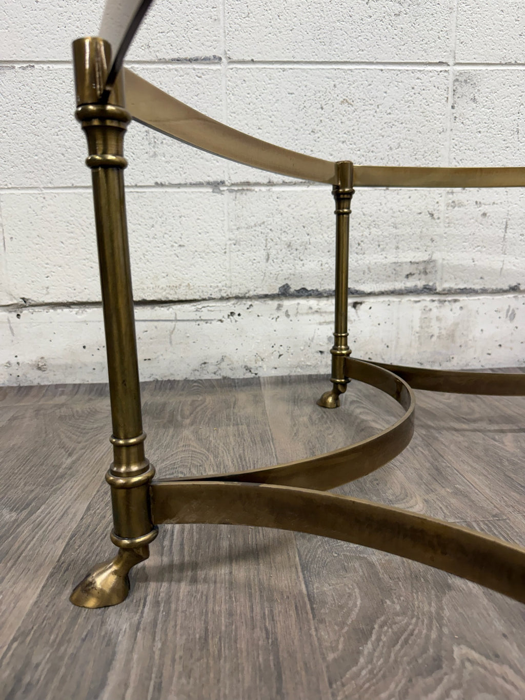 Vintage Mid Century Labarge Style Brass Hexagonal Coffee Table Cocktail Table