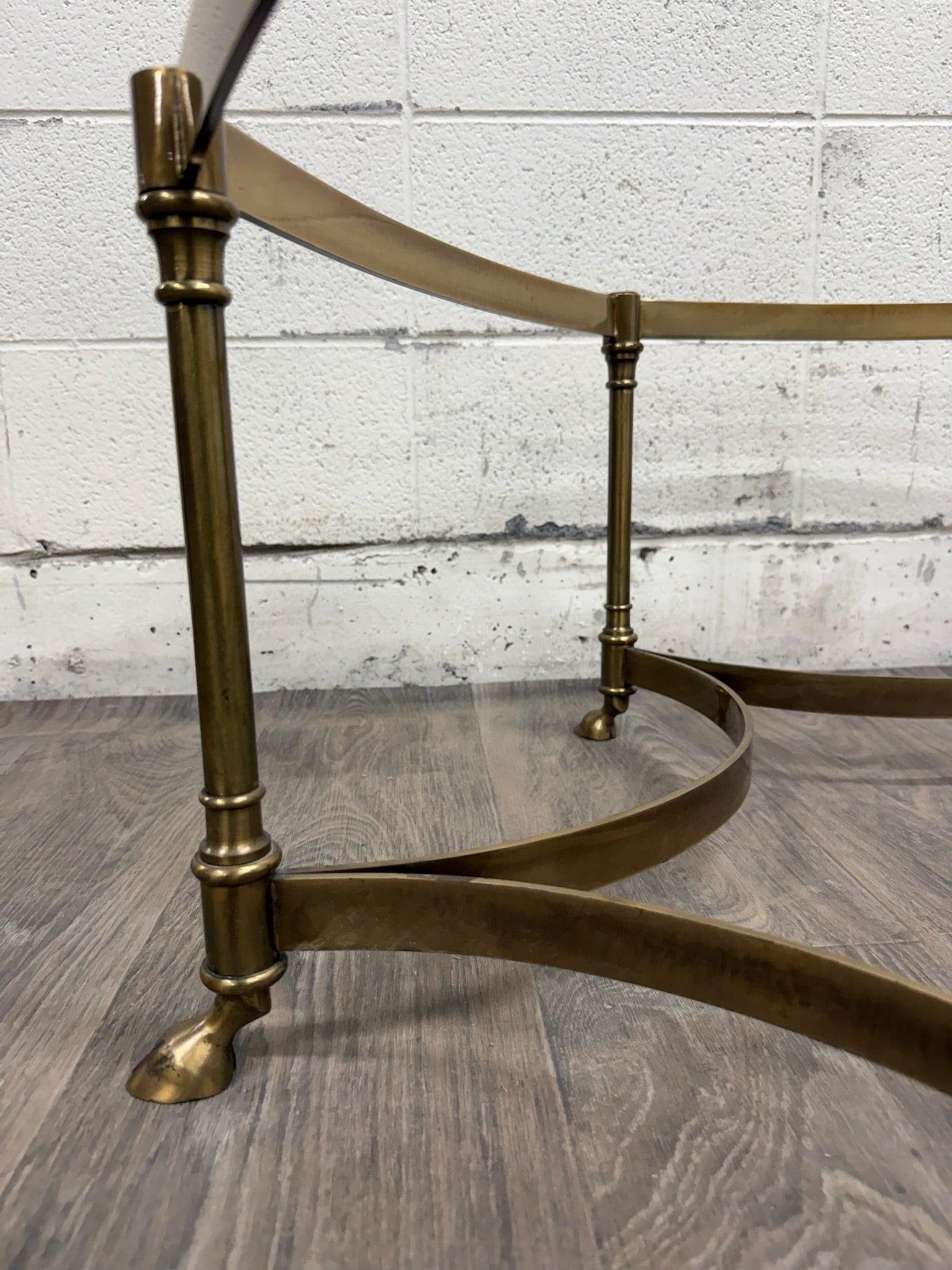 Vintage Mid Century Labarge Style Brass Hexagonal Coffee Table Cocktail Table