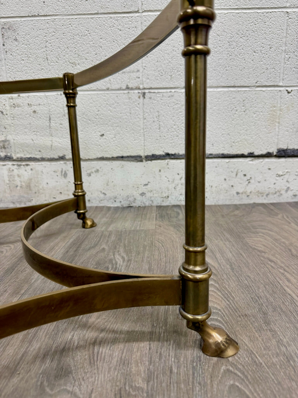 Vintage Mid Century Labarge Style Brass Hexagonal Coffee Table Cocktail Table