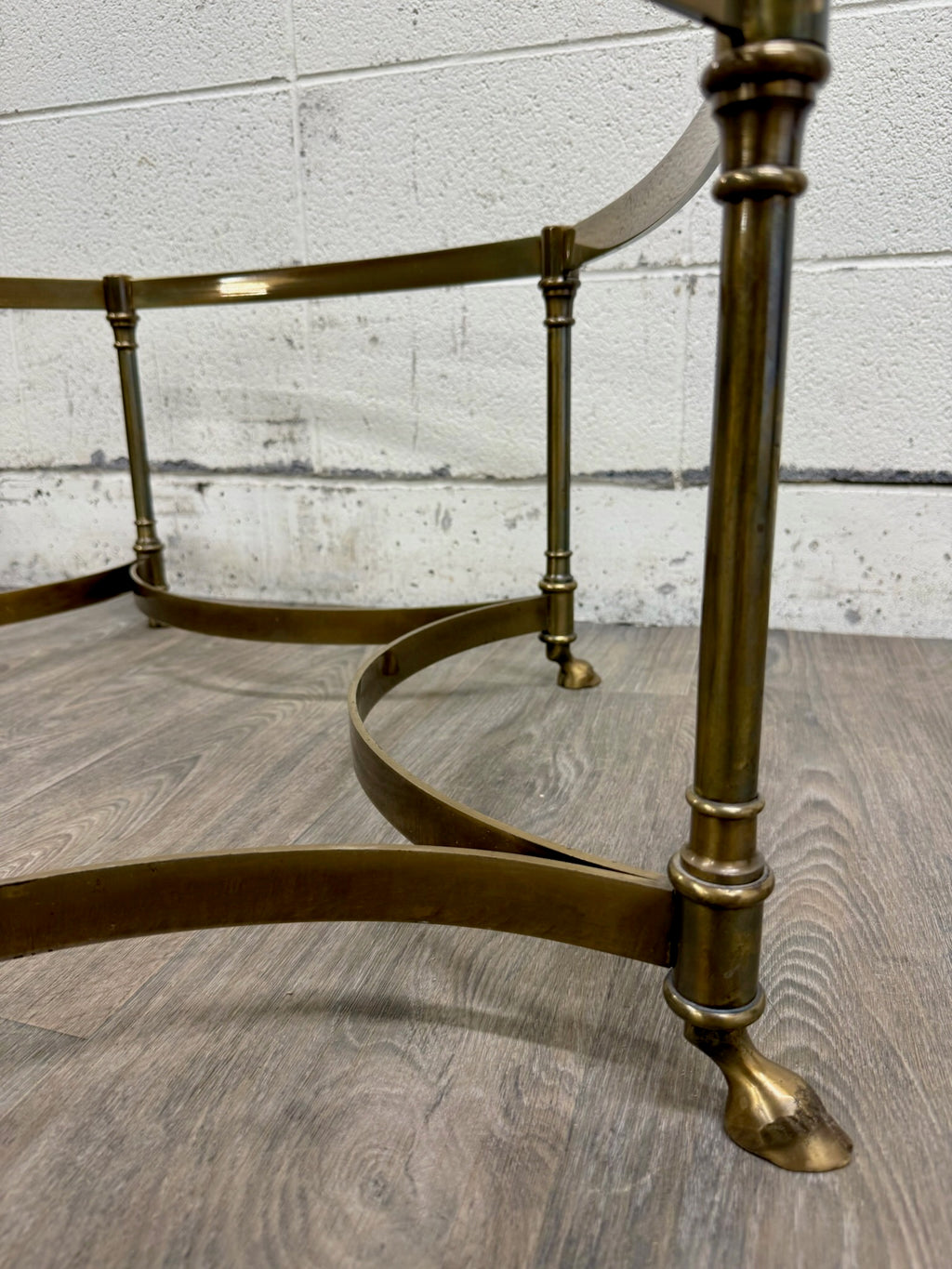 Vintage Mid Century Labarge Style Brass Hexagonal Coffee Table Cocktail Table