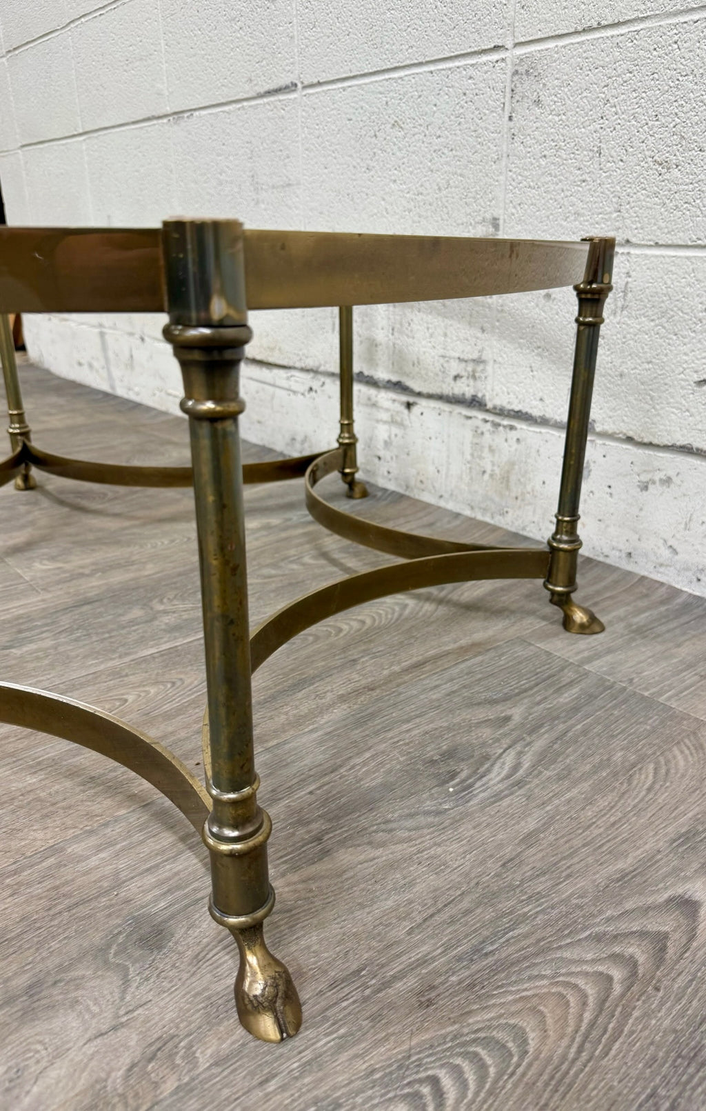 Vintage Mid Century Labarge Style Brass Hexagonal Coffee Table Cocktail Table