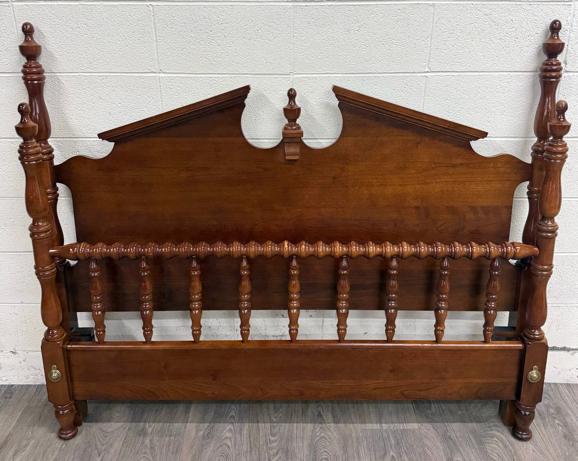 Vintage Convertible Queen OR Full Size Colonial Style Four Poster Pediment Bed