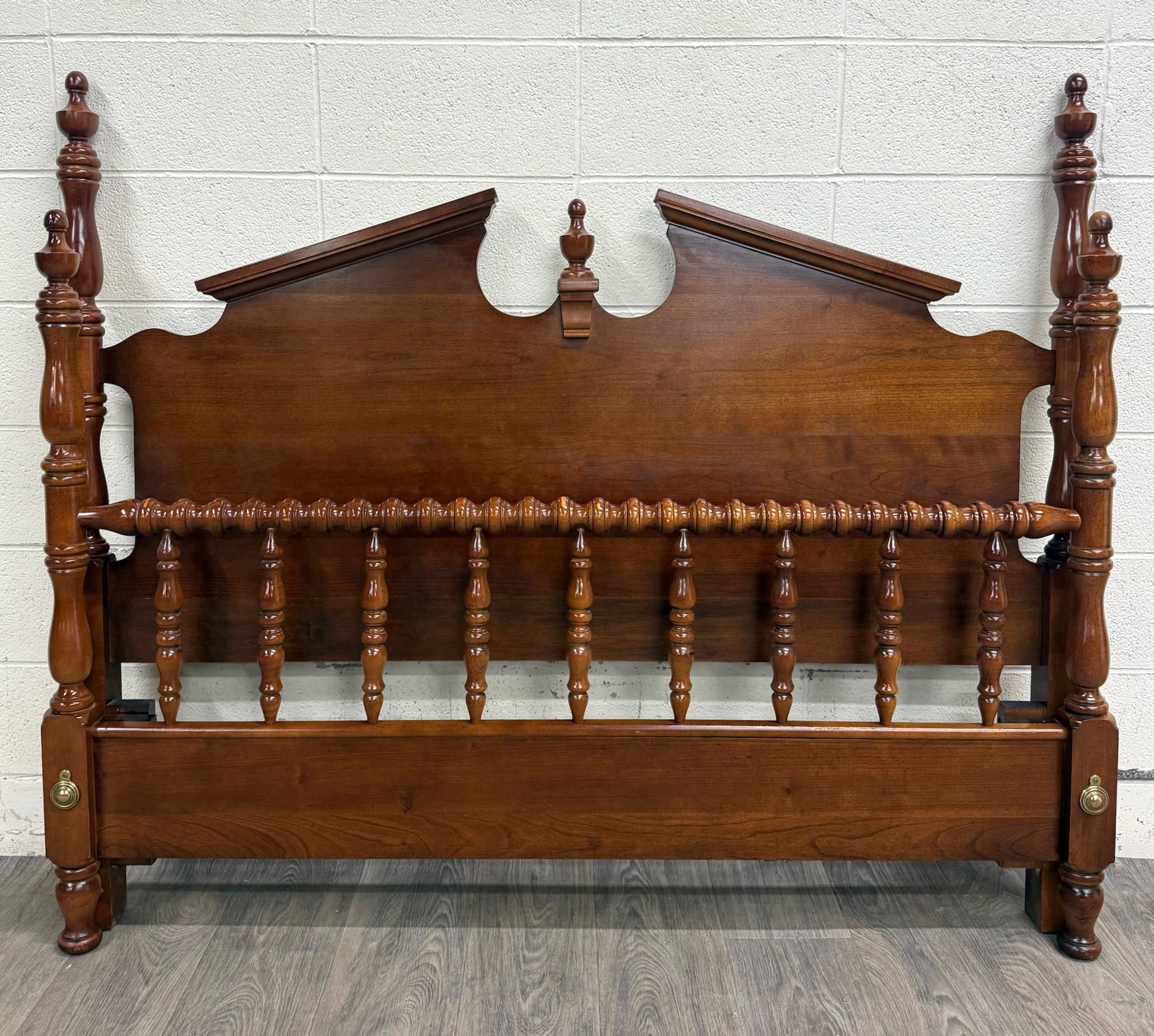 Vintage Convertible Queen OR Full Size Colonial Style Four Poster Pediment Bed