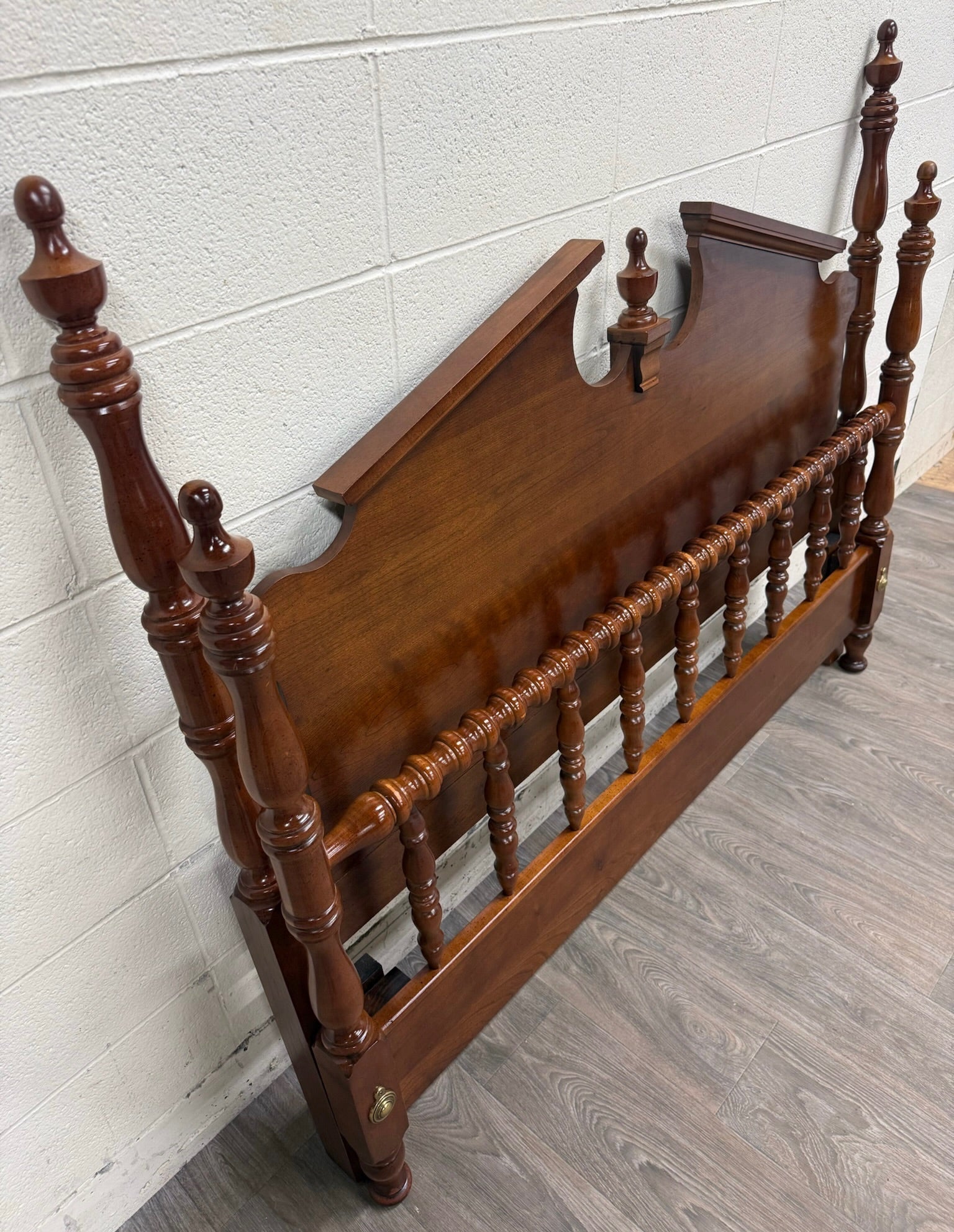 Vintage Convertible Queen OR Full Size Colonial Style Four Poster Pediment Bed