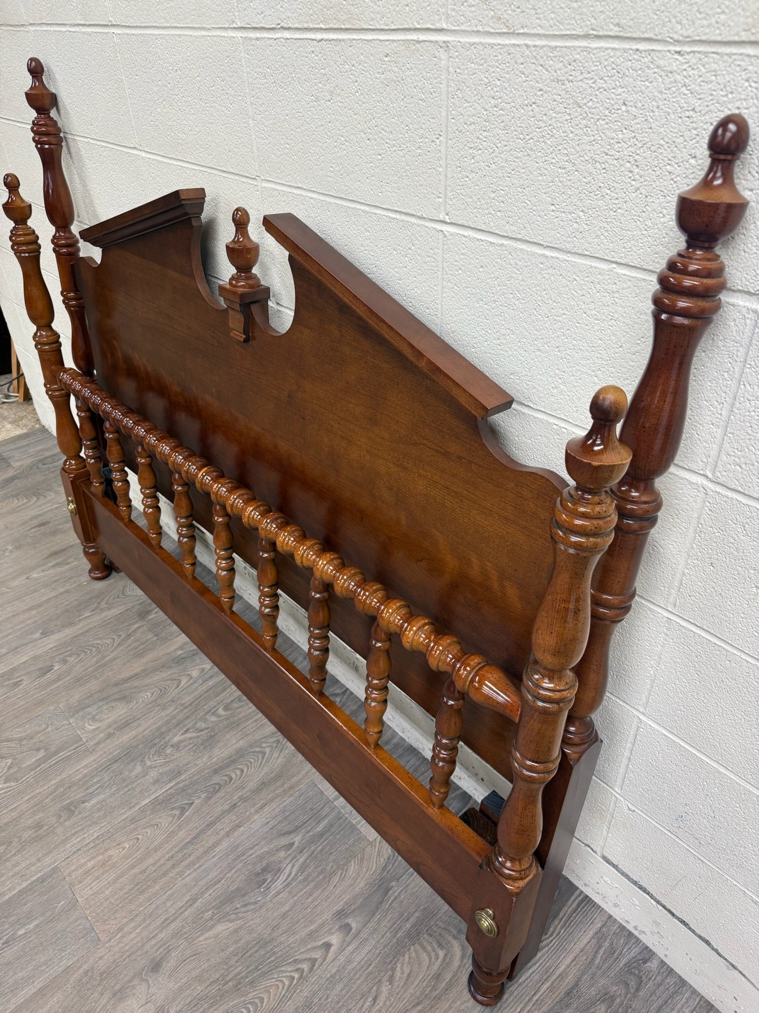 Vintage Convertible Queen OR Full Size Colonial Style Four Poster Pediment Bed
