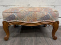 Vintage French Louis XV French Country Carved Upholstered Ottoman