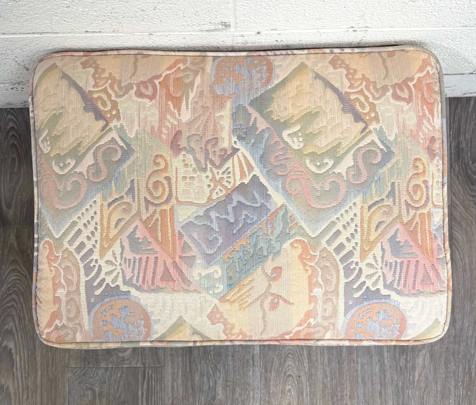 Vintage French Louis XV French Country Carved Upholstered Ottoman