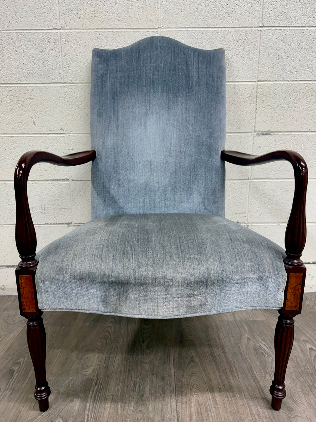 Vintage Federal Style Inlaid Mahogany Lolling Armchair