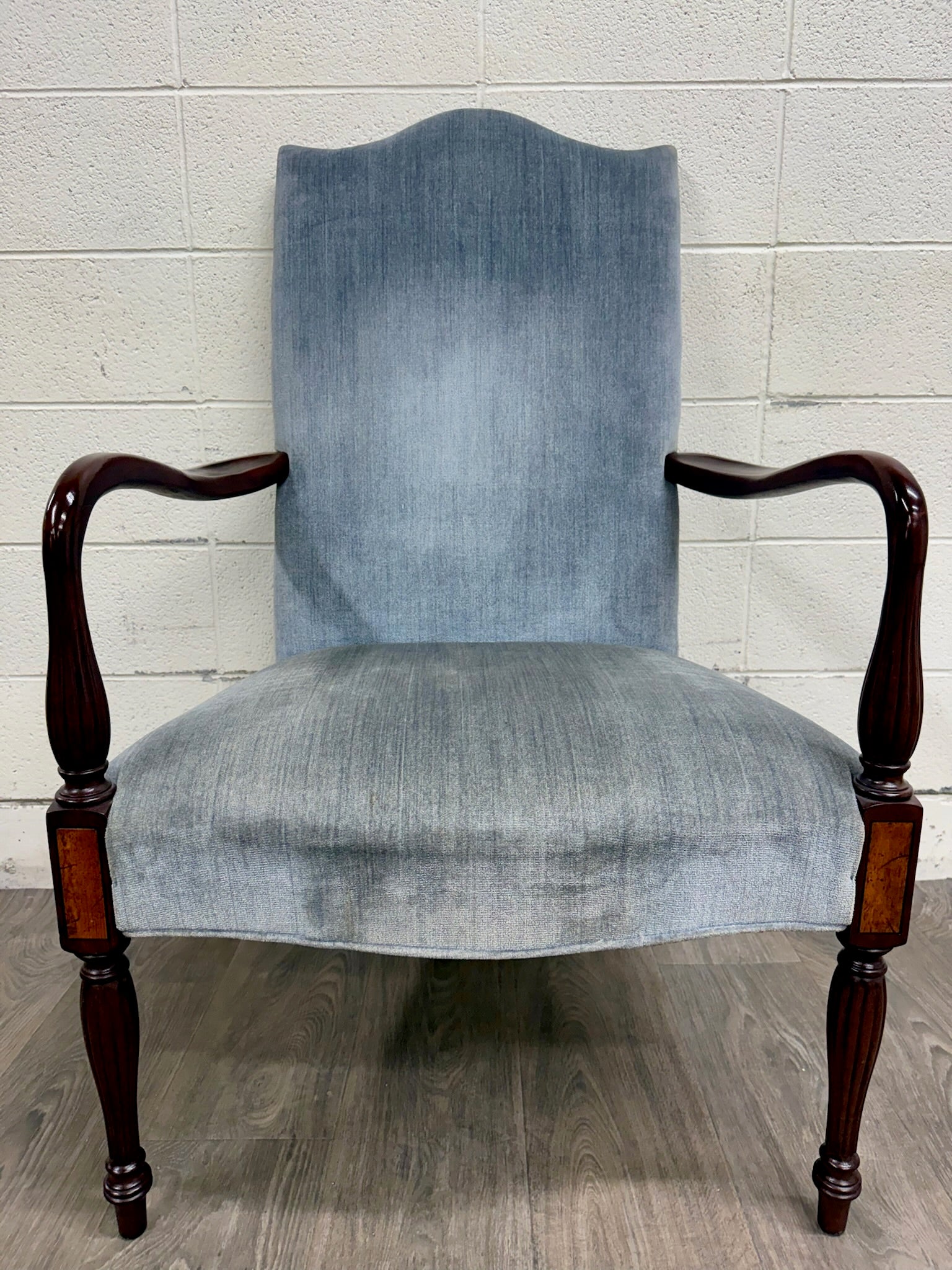 Vintage Federal Style Inlaid Mahogany Lolling Armchair