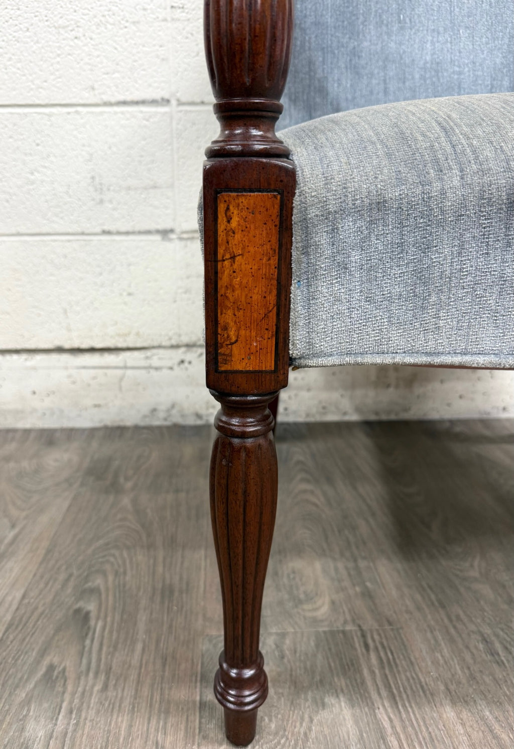 Vintage Federal Style Inlaid Mahogany Lolling Armchair