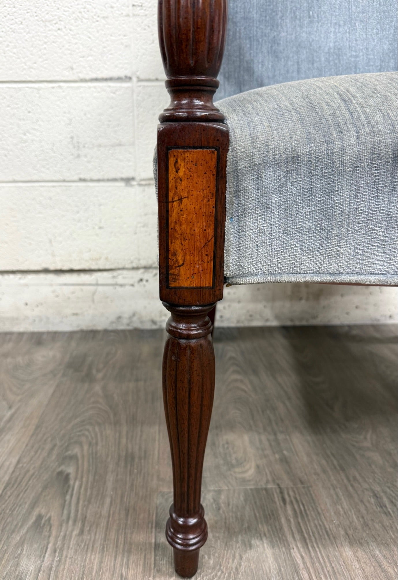 Vintage Federal Style Inlaid Mahogany Lolling Armchair