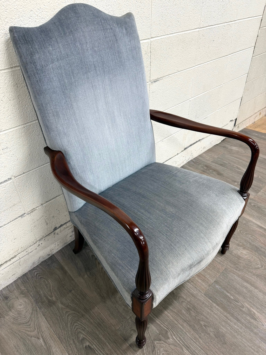 Vintage Federal Style Inlaid Mahogany Lolling Armchair