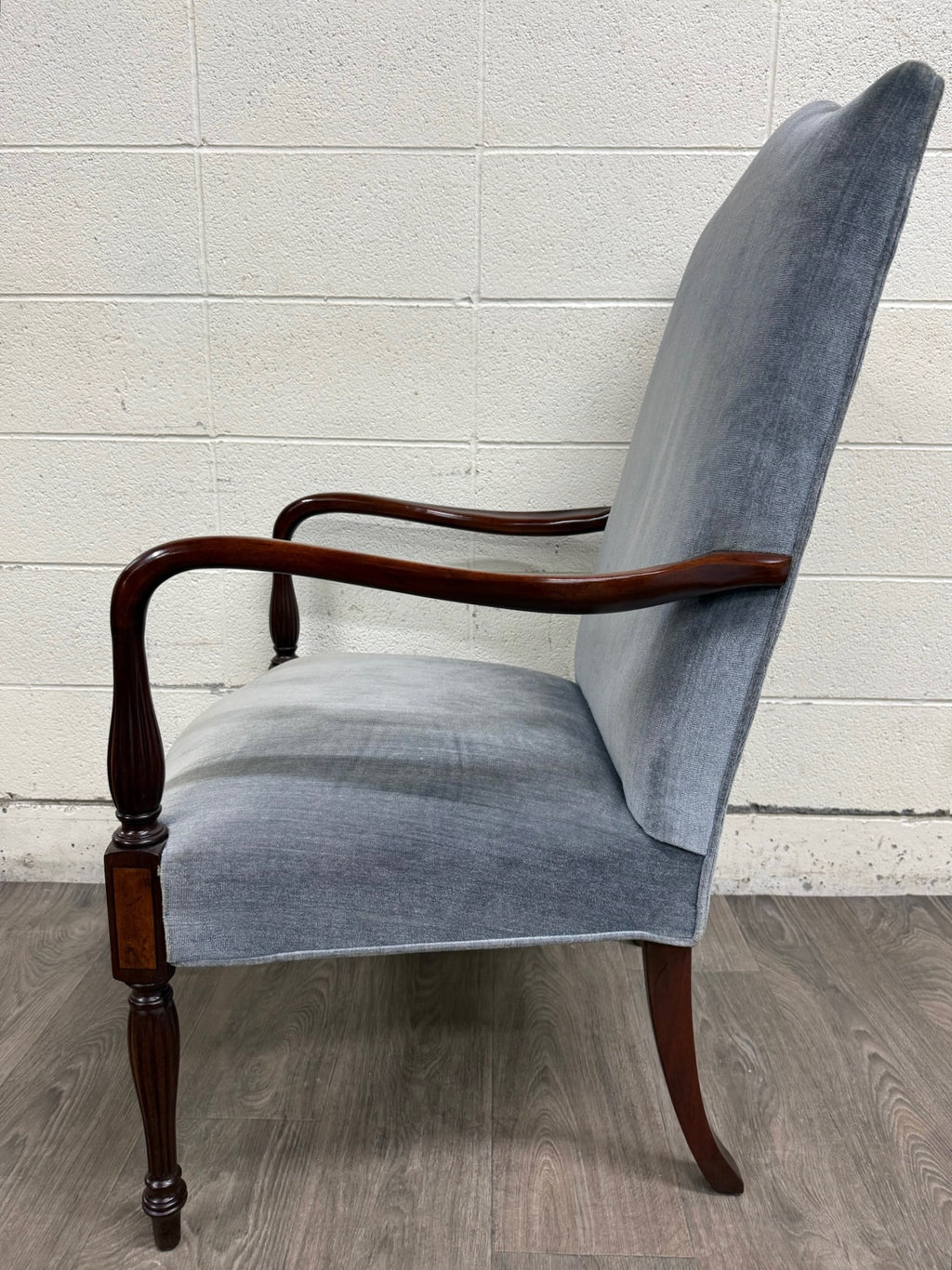 Vintage Federal Style Inlaid Mahogany Lolling Armchair