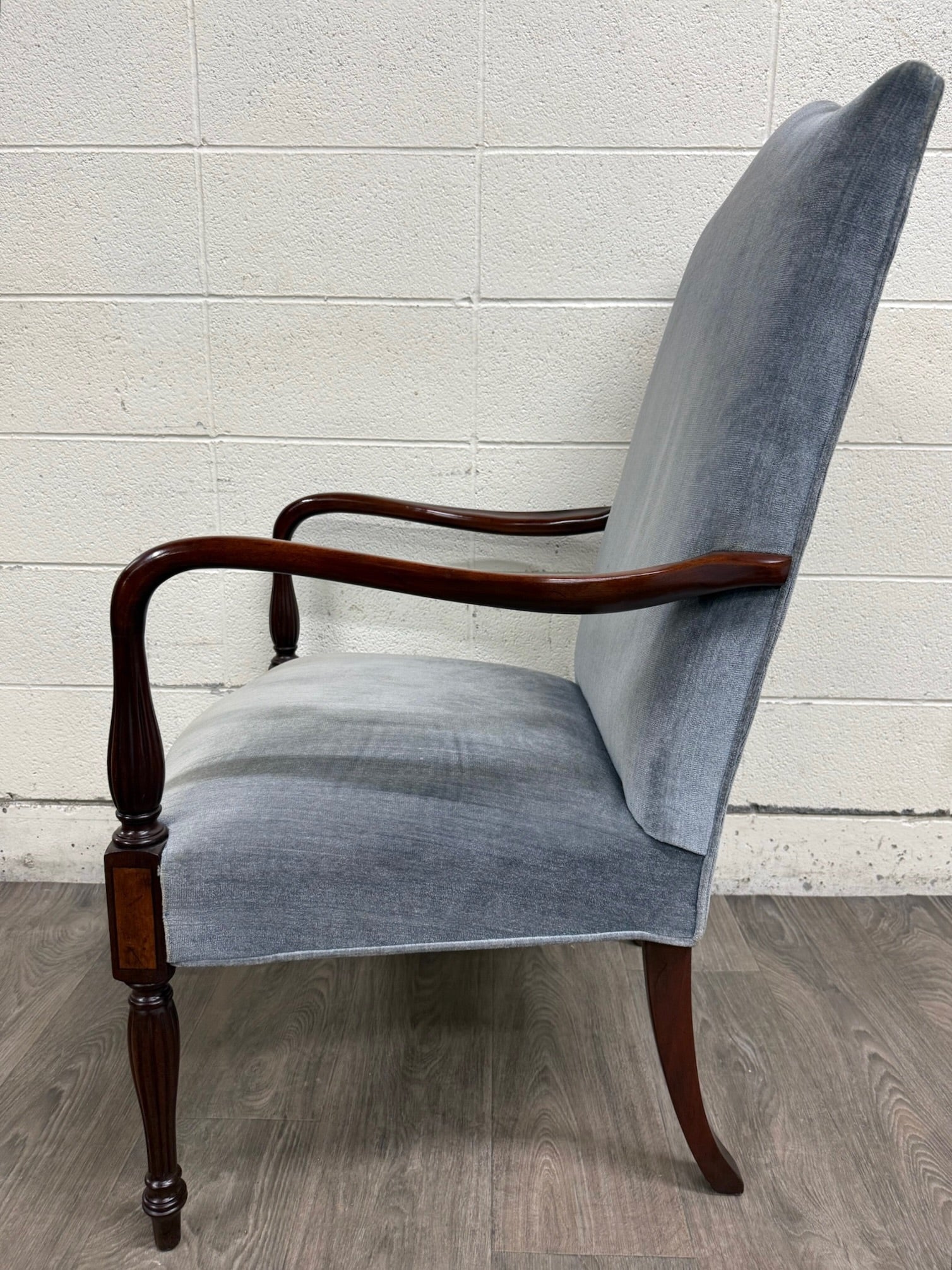 Vintage Federal Style Inlaid Mahogany Lolling Armchair