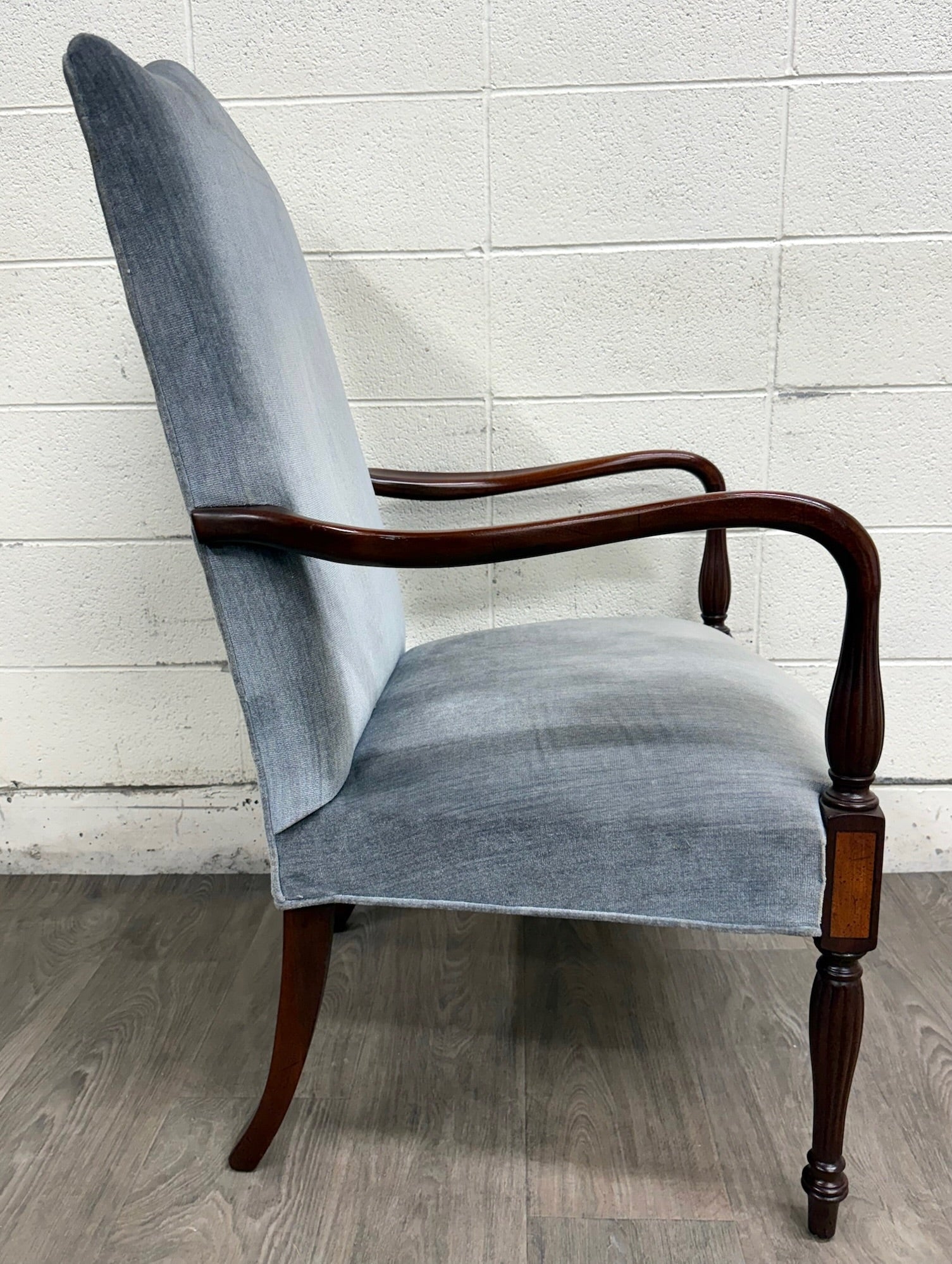 Vintage Federal Style Inlaid Mahogany Lolling Armchair