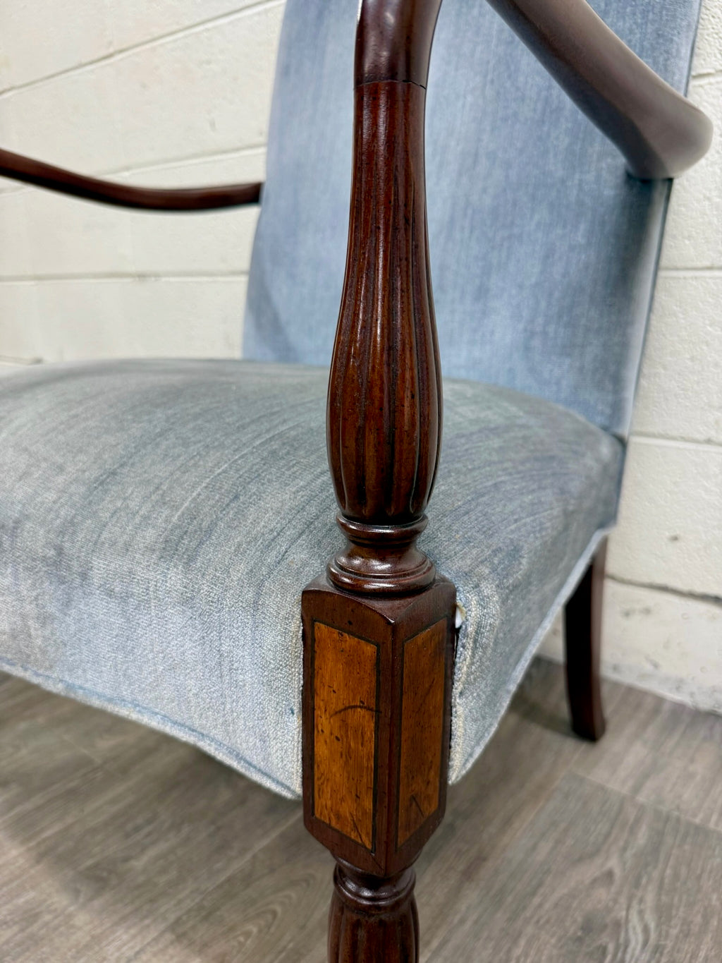 Vintage Federal Style Inlaid Mahogany Lolling Armchair