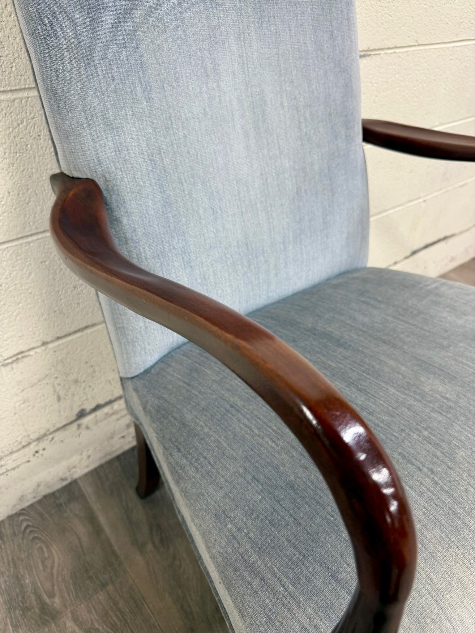 Vintage Federal Style Inlaid Mahogany Lolling Armchair