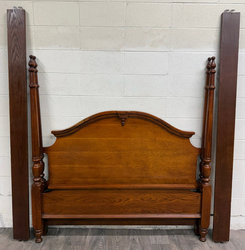 Vintage Convertible Queen OR Full Size Colonial Revival Oak Four Poster Bed