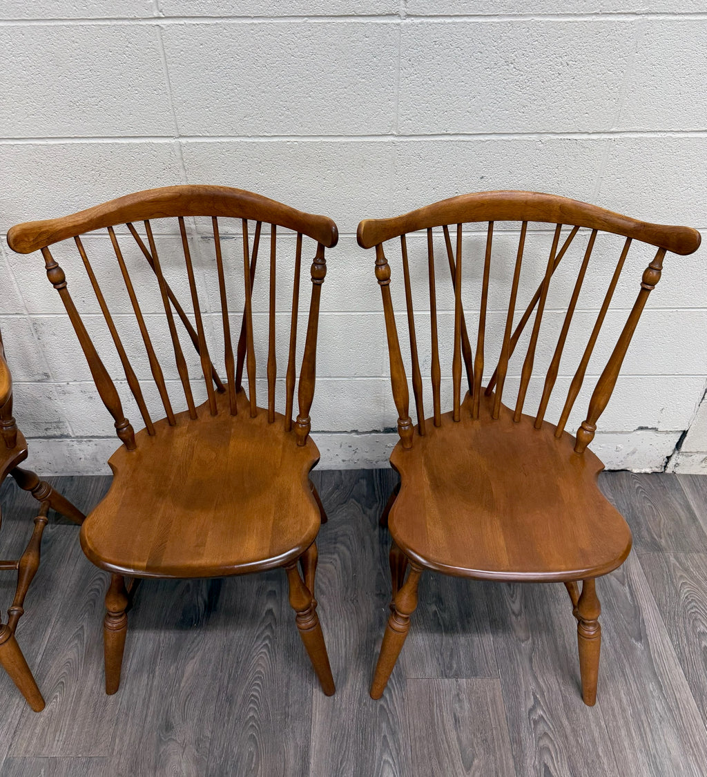 Vintage Ethan Allen Heirloom Maple Nutmeg Fiddleback Duxbury Dining Chairs
