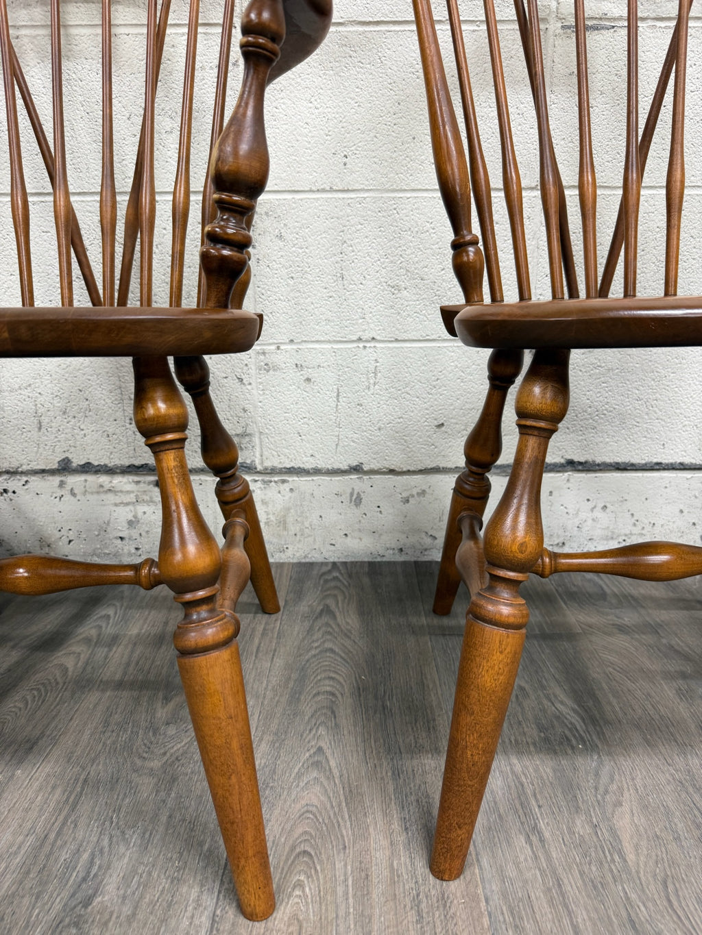 Vintage Ethan Allen Heirloom Maple Nutmeg Fiddleback Duxbury Dining Chairs