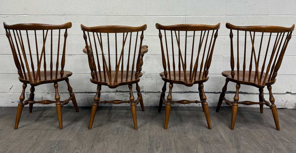 Vintage Ethan Allen Heirloom Maple Nutmeg Fiddleback Duxbury Dining Chairs