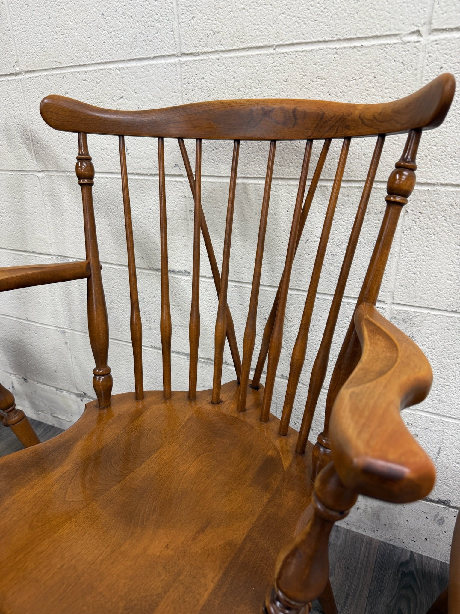 Vintage Ethan Allen Heirloom Maple Nutmeg Fiddleback Duxbury Dining Chairs