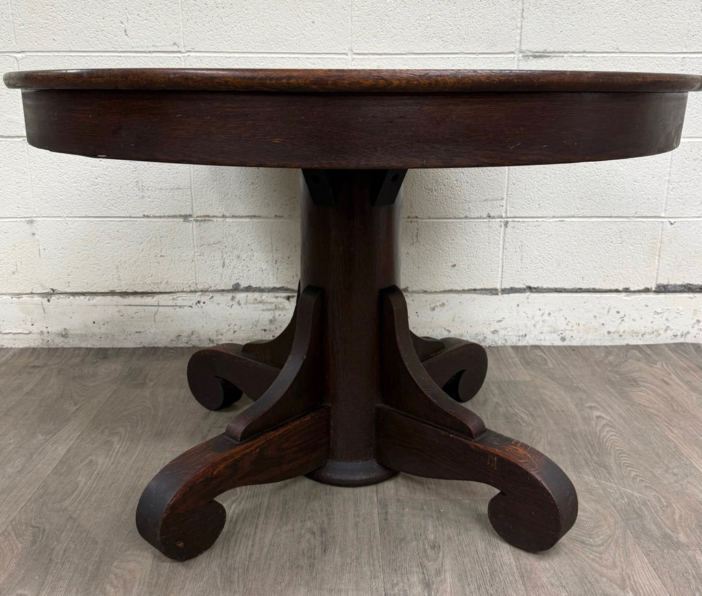 Antique American Empire Style Scroll Foot Pedestal Dining Table Breakfast Table