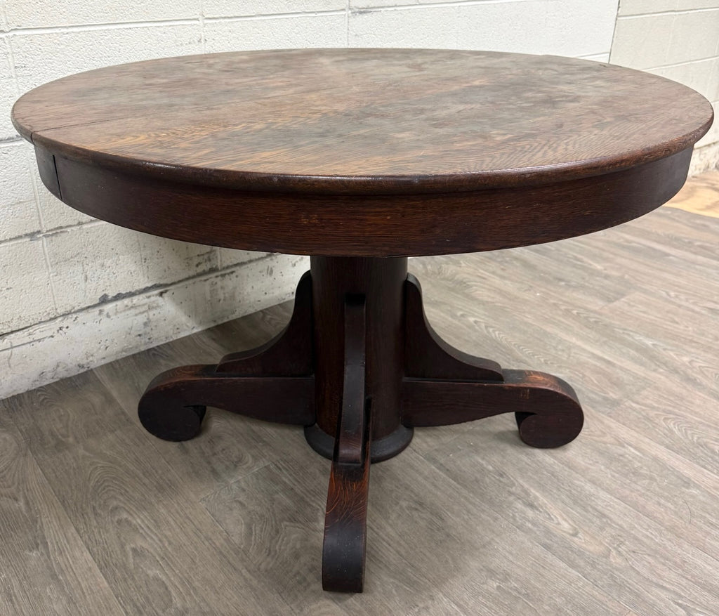 Antique American Empire Style Scroll Foot Pedestal Dining Table Breakfast Table