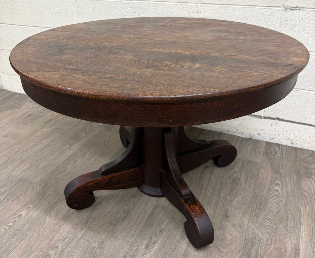 Antique American Empire Style Scroll Foot Pedestal Dining Table Breakfast Table