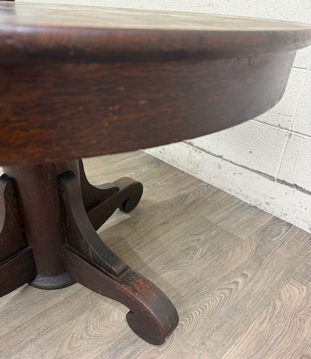 Antique American Empire Style Scroll Foot Pedestal Dining Table Breakfast Table