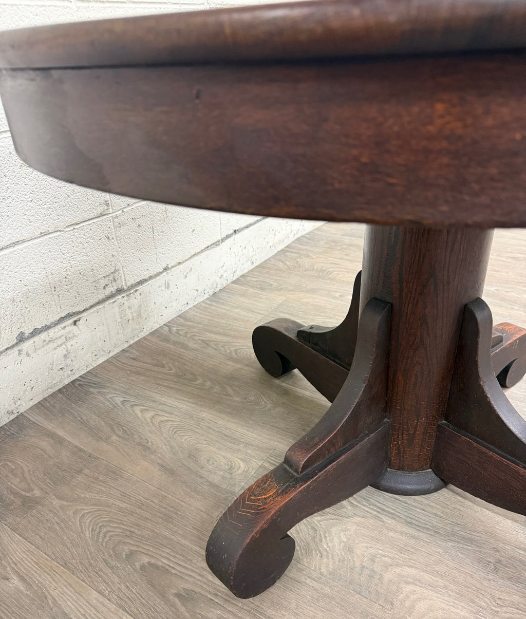 Antique American Empire Style Scroll Foot Pedestal Dining Table Breakfast Table