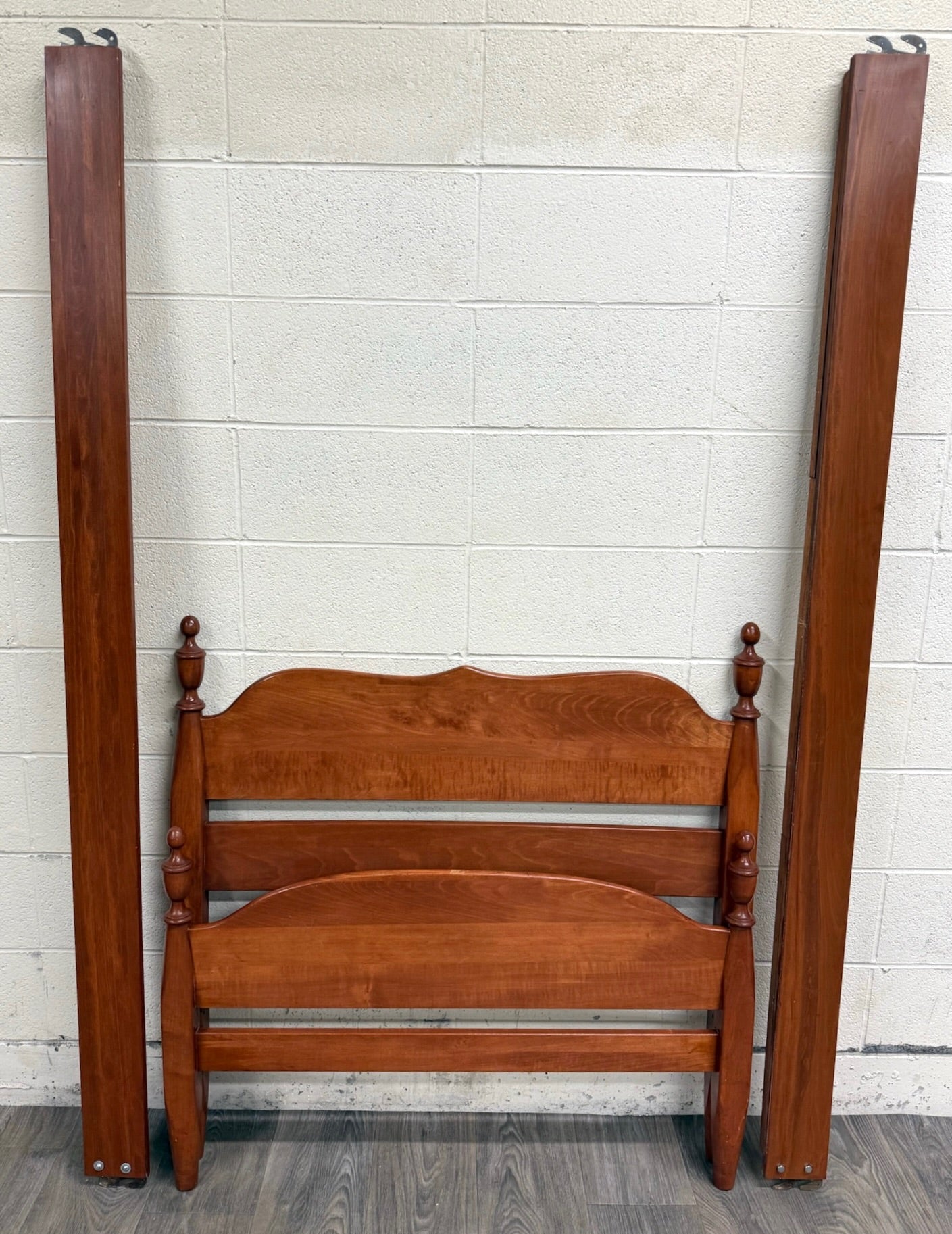 Vintage Twin Size Federal Style Empire Style American Tiger Maple Bed