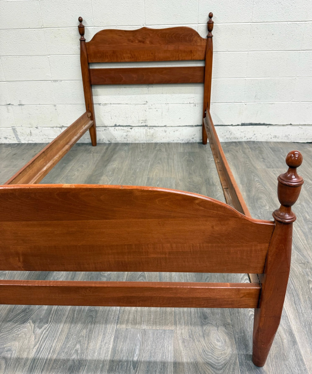 Vintage Twin Size Federal Style Empire Style American Tiger Maple Bed