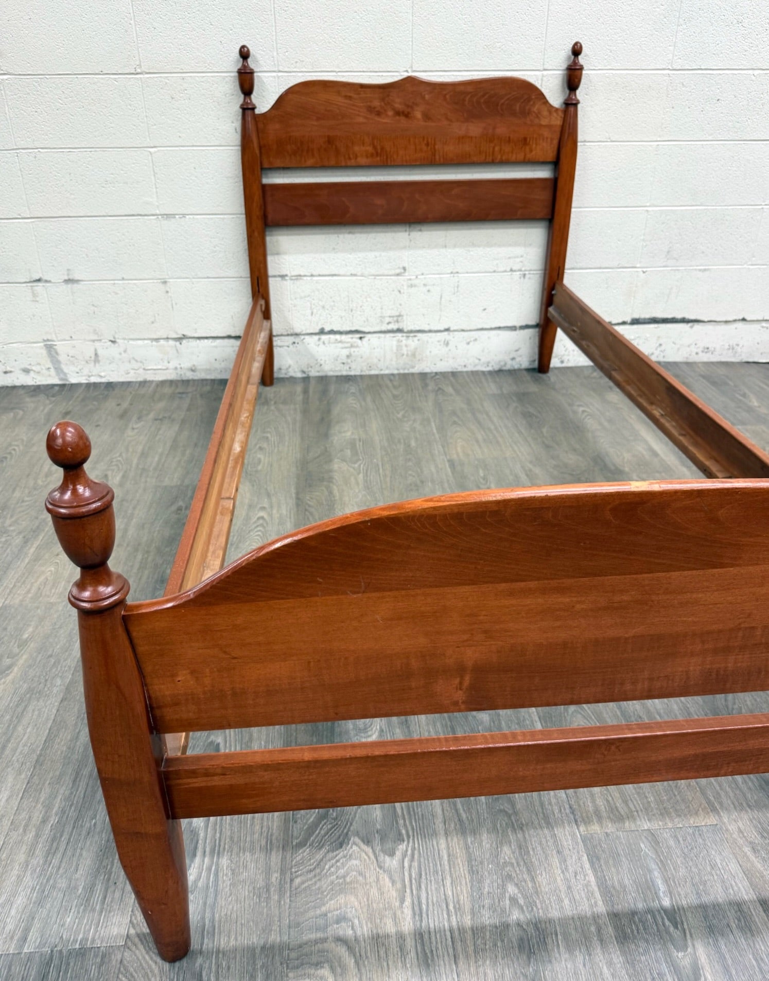 Vintage Twin Size Federal Style Empire Style American Tiger Maple Bed