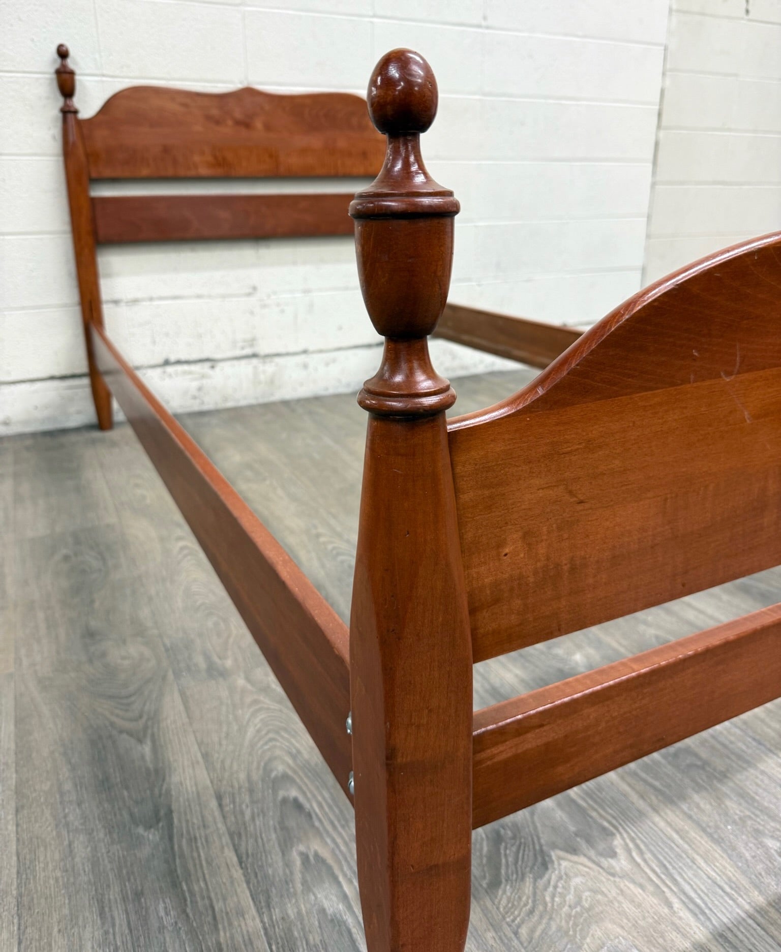 Vintage Twin Size Federal Style Empire Style American Tiger Maple Bed