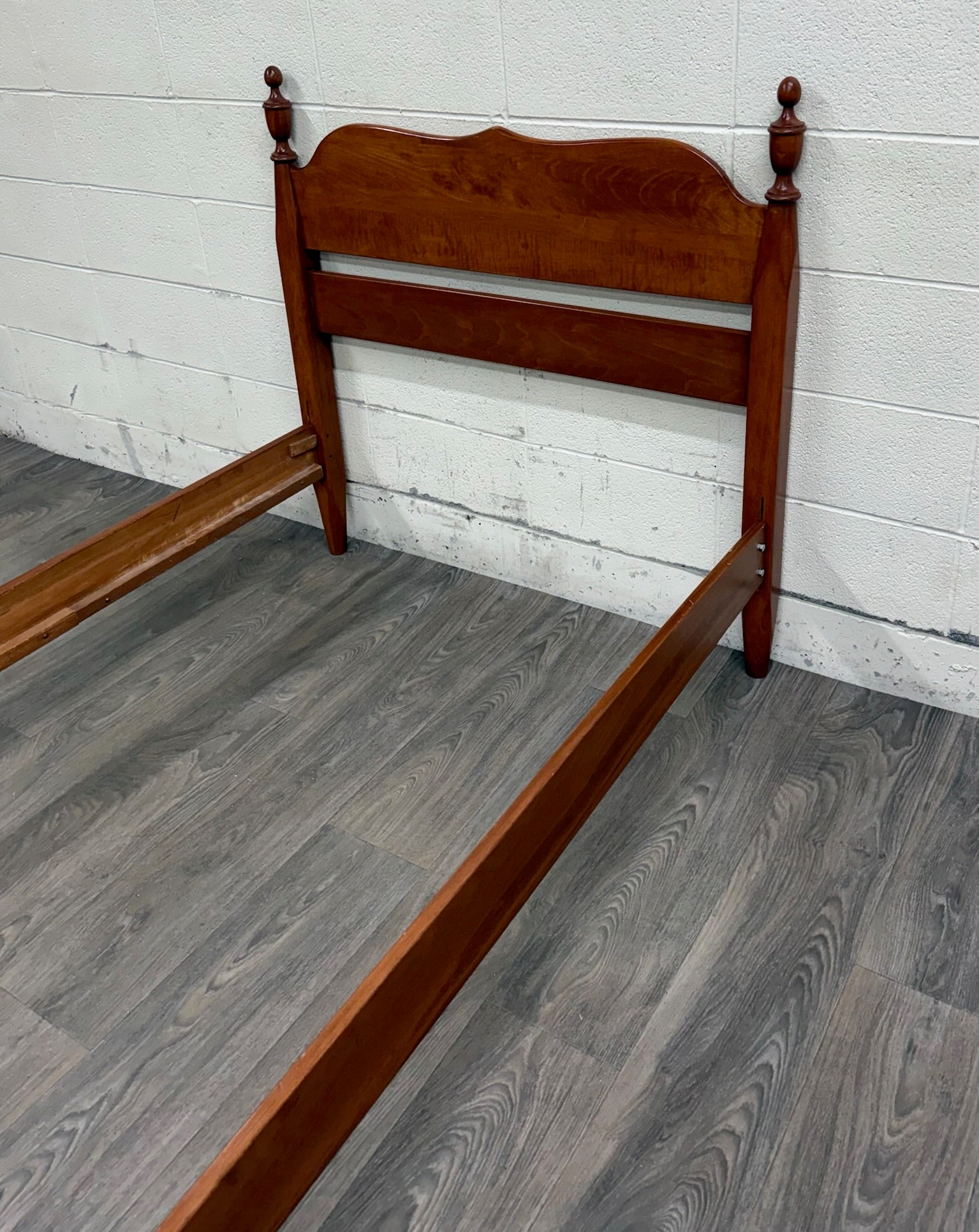 Vintage Twin Size Federal Style Empire Style American Tiger Maple Bed