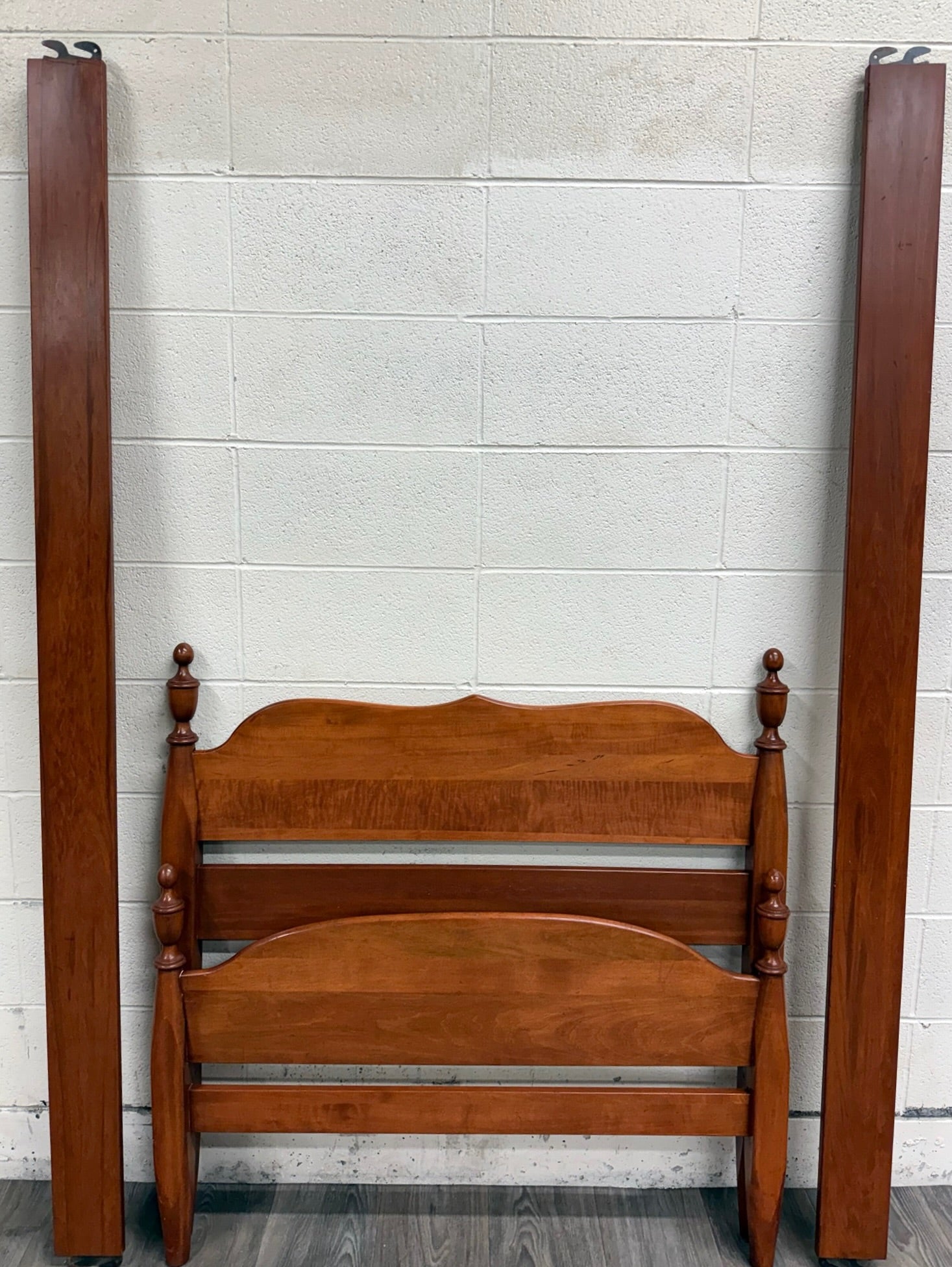 Vintage Twin Size Federal Style Empire Style American Tiger Maple Bed