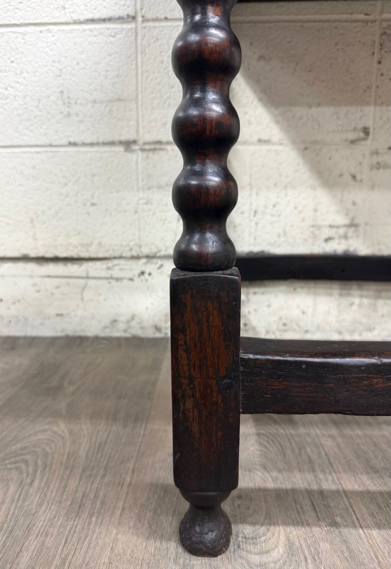 Antique English William and Mary Style Bobbin Oak Side Table Lowboy Table