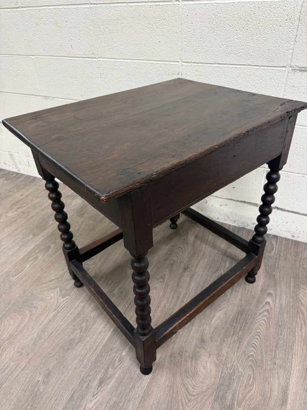 Antique English William and Mary Style Bobbin Oak Side Table Lowboy Table
