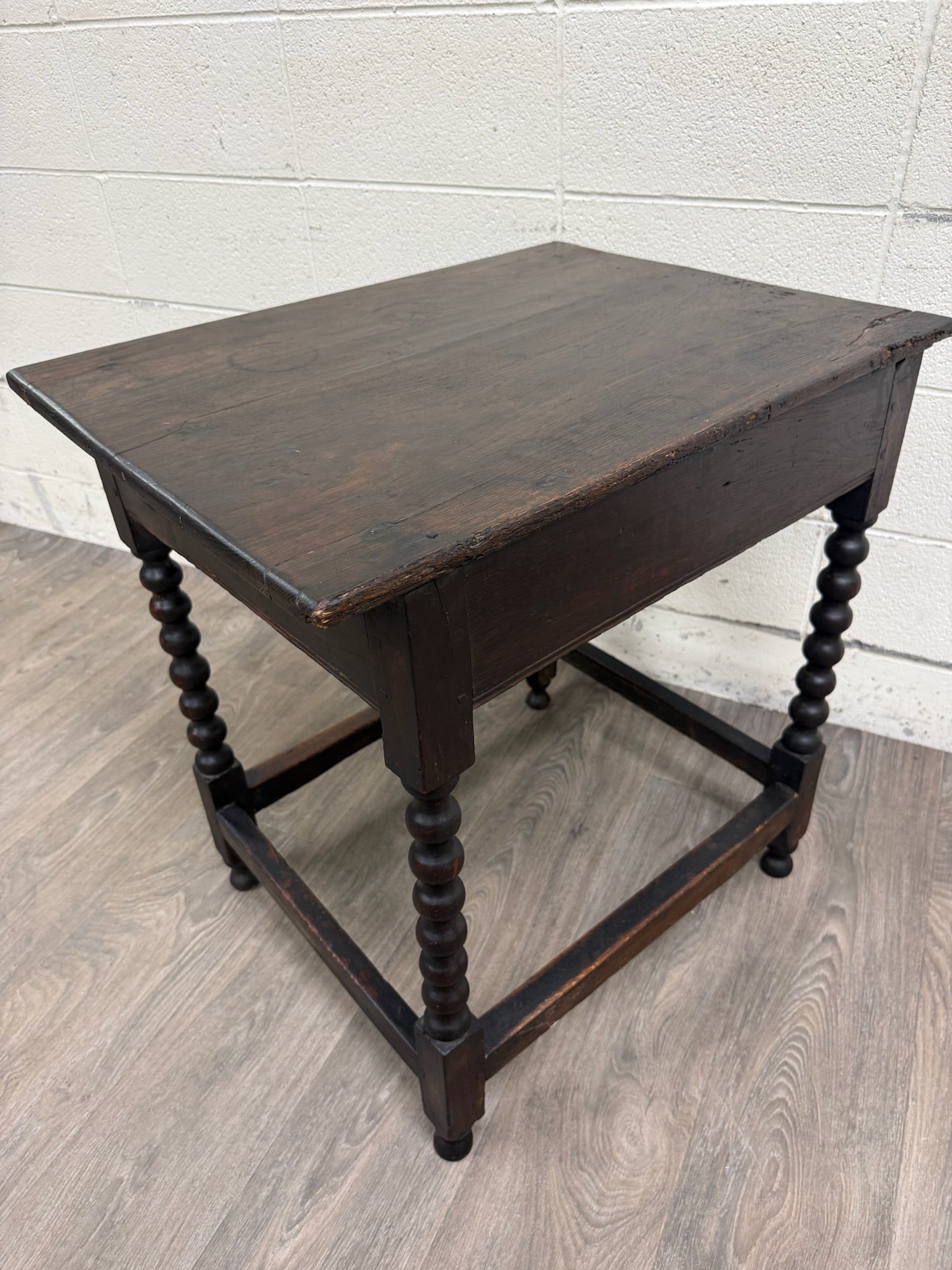 Antique English William and Mary Style Bobbin Oak Side Table Lowboy Table