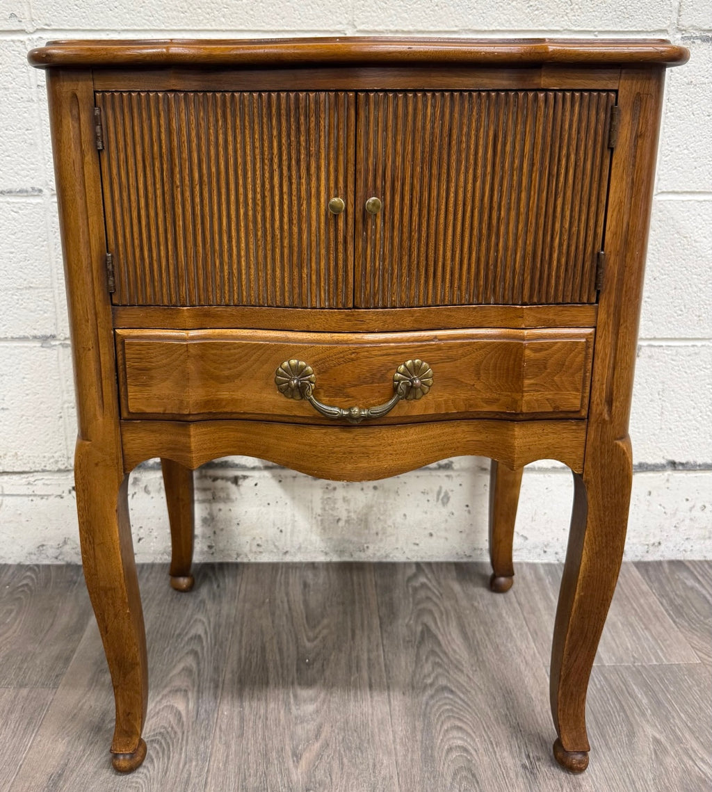 Vintage Davis Cabinet Company French Country Oak Nightstand Side Table