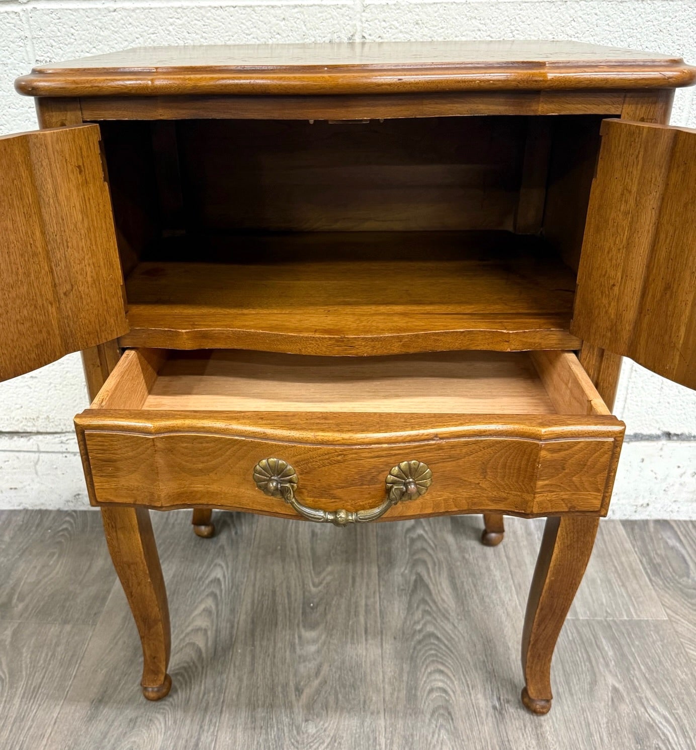 Vintage Davis Cabinet Company French Country Oak Nightstand Side Table