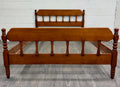 Vintage Full Size Early American Colonial Style Maple Spindle Low Poster Bed