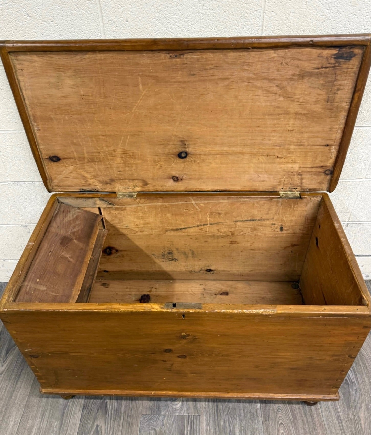 Antique American Primitive Solid Pine Blanket Chest
