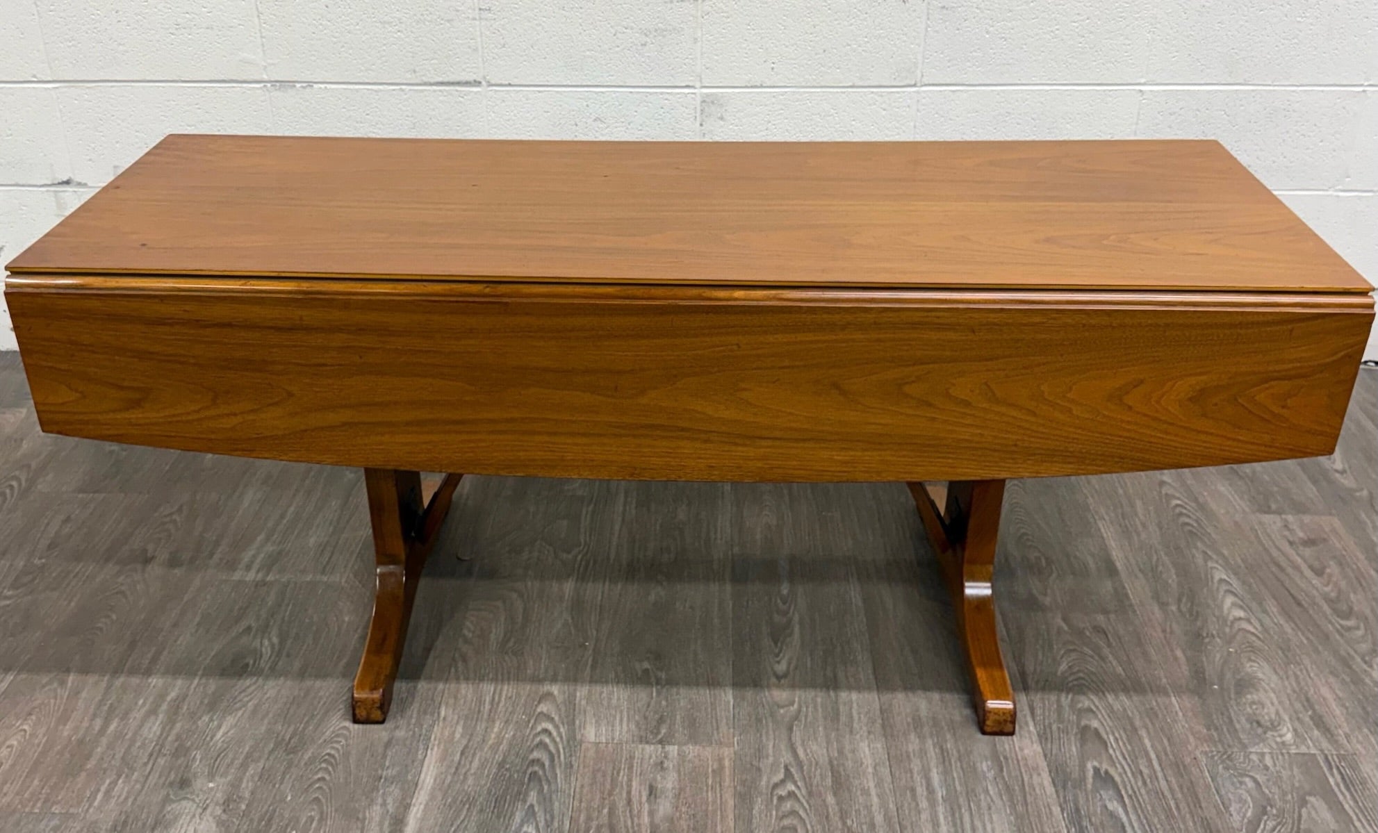 Vintage Mid Century Modern Walnut CONVERTIBLE Dining and Coffee Trestle Table