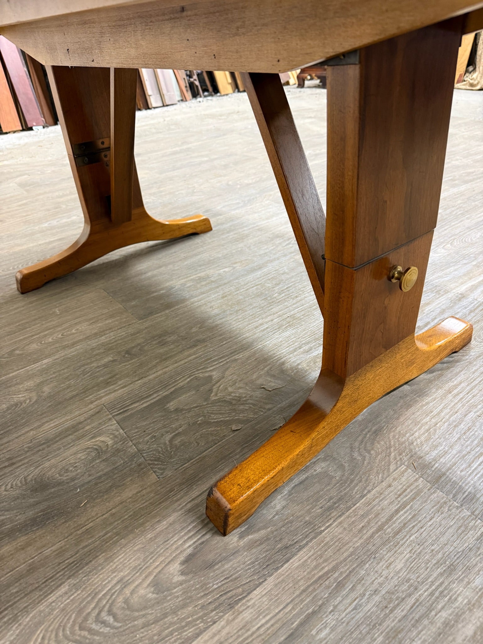 Vintage Mid Century Modern Walnut CONVERTIBLE Dining and Coffee Trestle Table