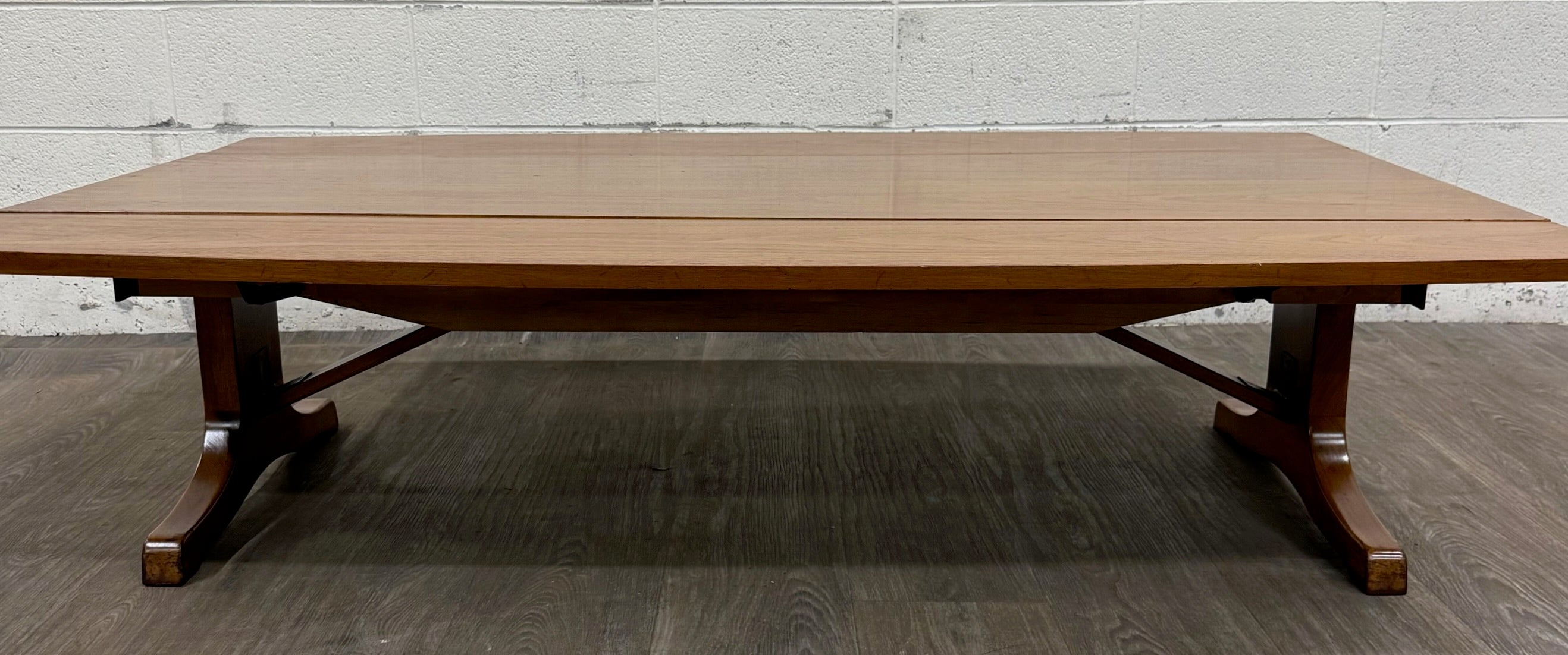 Vintage Mid Century Modern Walnut CONVERTIBLE Dining and Coffee Trestle Table