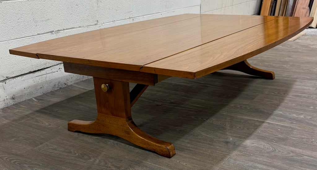 Vintage Mid Century Modern Walnut CONVERTIBLE Dining and Coffee Trestle Table