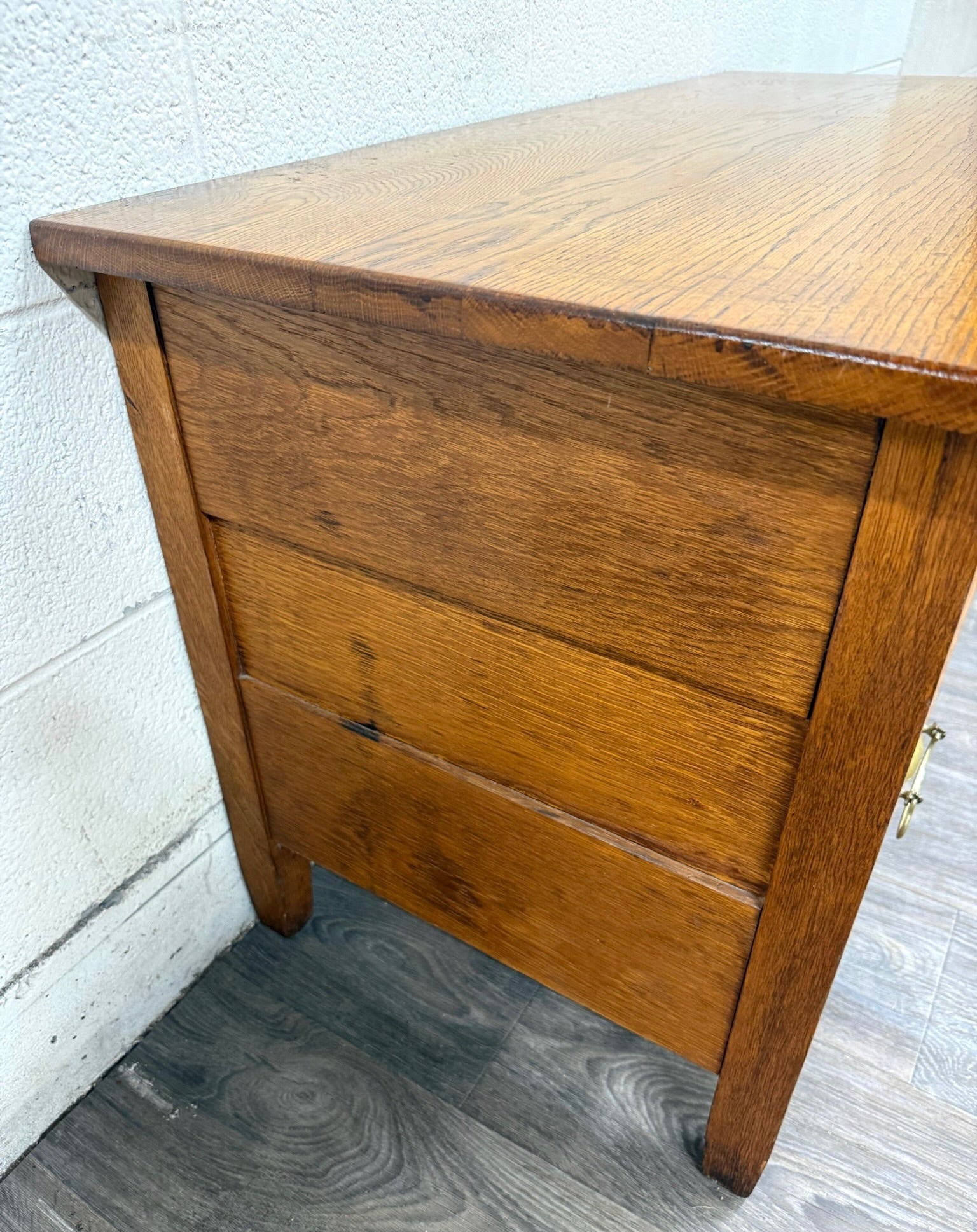Antique Victorian Solid Golden Oak Two Drawer Chest