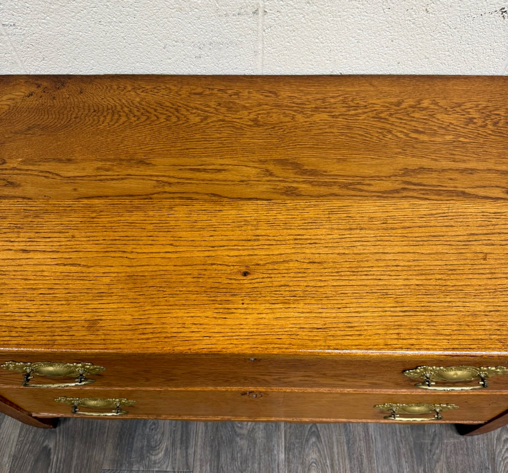 Antique Victorian Solid Golden Oak Two Drawer Chest